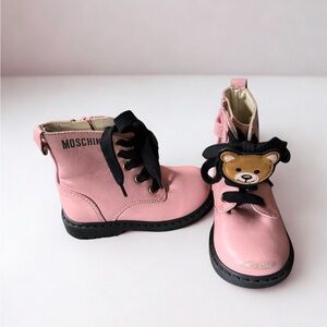 Moschino Pink Boots with Bear Accent